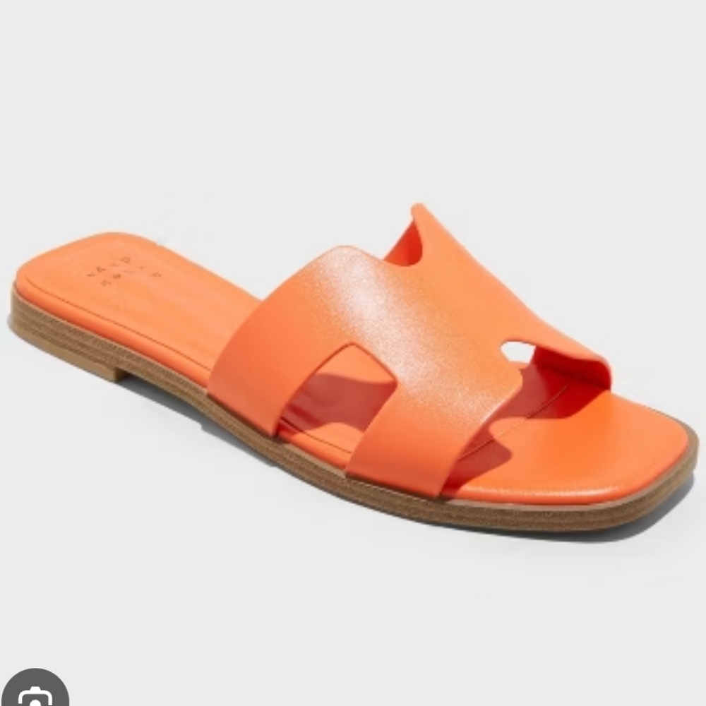 a new day Bright Orange Slide Sandals
